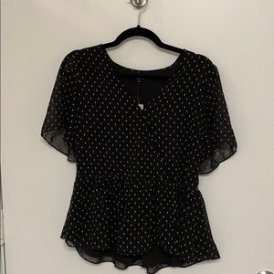 Madewell black ruffle sleeve peplum top